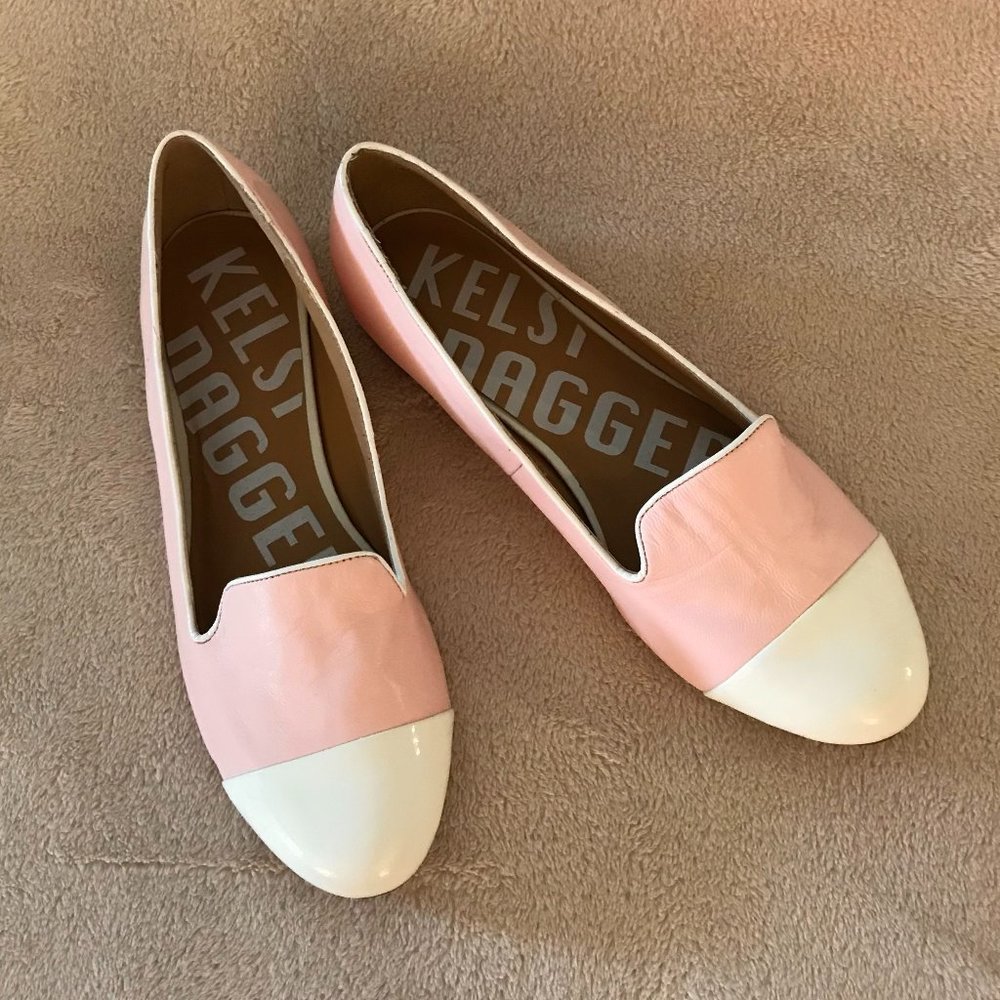 KELSI DAGGER SIZE 8 TWO-TONE Pink & Cream FLAT SHOES